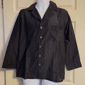 Men's Black Button-Up Pajama Top Small